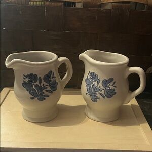 Pfaltzgraff Yorktowne Floral Blue and White Ceramic Creamer Pitchers